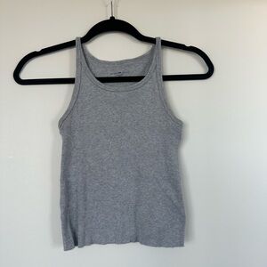 ribbed brandy melville gray tank top with raw hem